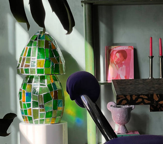 Acheter-lampe-mosaique-verre-étain-champignon-arthur-ristor-Hélène-Rebelo-10