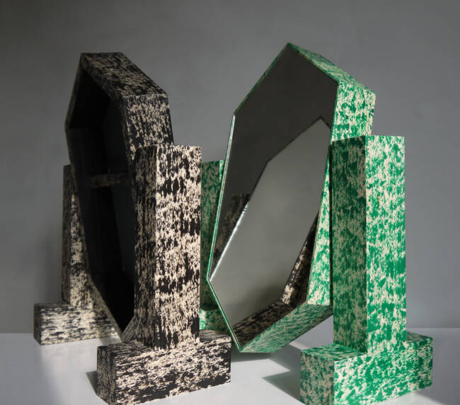 miroir-psyché-motifs-beige-vert-violet-Jonathan-Cohen-ébéniste-Hélène-Rebelo-1