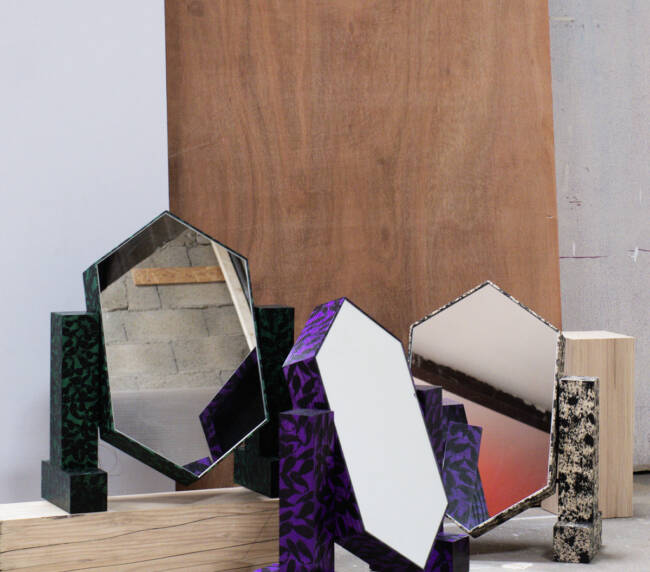 miroir-psyché-motifs-beige-vert-violet-Jonathan-Cohen-ébéniste-Hélène-Rebelo-3